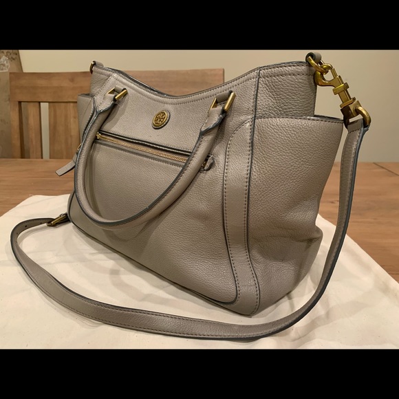 TORY BURCH Frances Gray Leather Satchel Bag - Picture 7 of 13